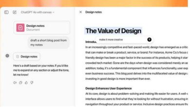 Canvas Jadi Fitur Baru ChatGPT, Permudah Penulisan kemudian Pembuatan Coding