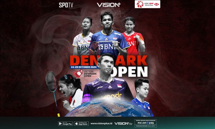 Jadwal dan juga juga Link Streaming BWF Denmark Open dalam area Vision+