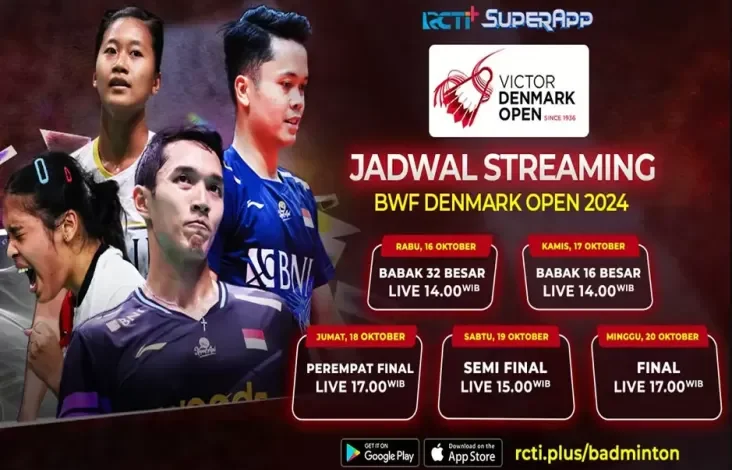 Jadwal Live Streaming Denmark Open 2024 pada area RCTI+ SuperApp