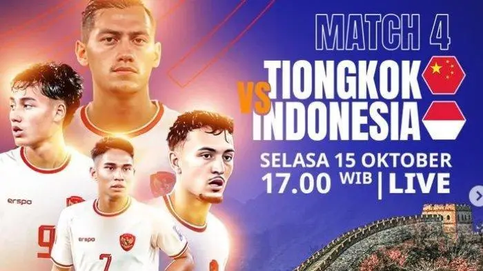 Link Live Streaming Timnas Indonesia vs China dalam pada Vision Plus