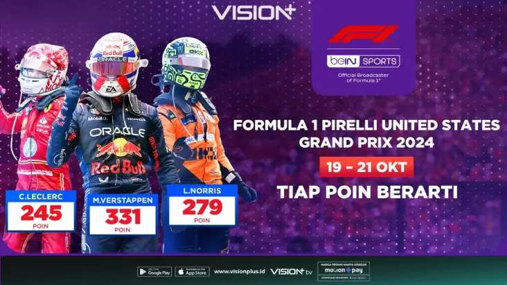 Rivalitas Sengit di tempat di Trek Balap Amerika! Akses Link Streaming Formula 1 Amerika Serikat di Vision+